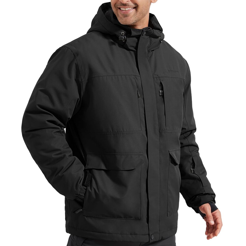 FREE SOLDIER Men's Waterproof Jacket Warm Winter Snow Coat (Black,XXXL)